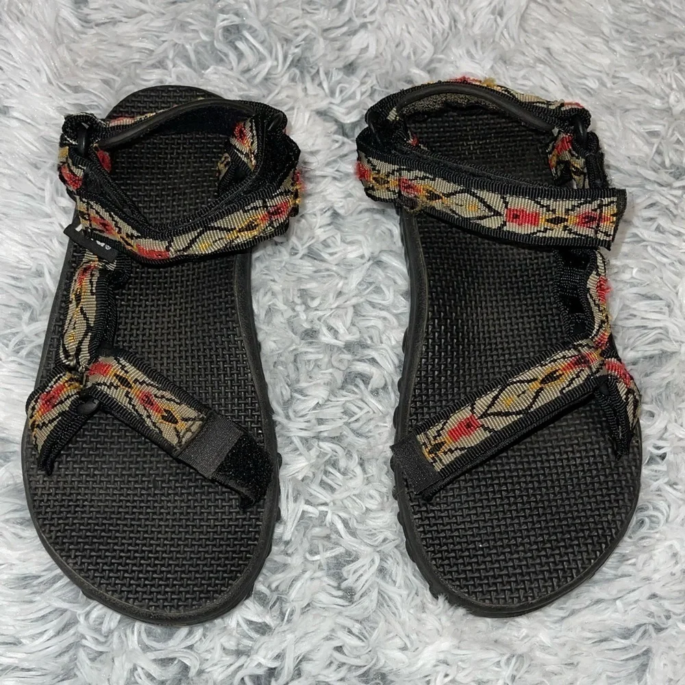 Teva Black Sandals with Multicolor Floral Straps